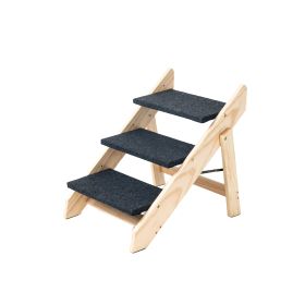 Wood Pet Stairs Pet Steps  Foldable 3 Levels Dog Stairs  Ramp Perfect For Beds And Cars Portable Dog Cat Ladder Up To 110 Pounds