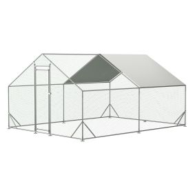 Large Metal Chicken Coop, Walk-in Chicken Run,Galvanized Wire Poultry Chicken Hen Pen Cage