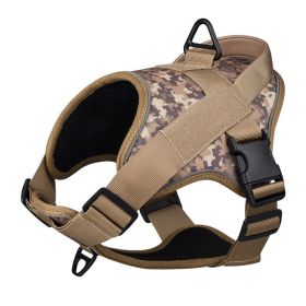 Dog Harness; large dog training tactical chest strap; K9 pet chest strap; vest type reflective dog rope; explosion-proof impulse traction (colour: Yellow, Specification (L * W): XL)