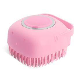 Pet Dog Shampoo Massager Brush Cat Massage Comb Grooming Scrubber Shower Brush For Bathing Short Hair Soft Silicone Brushes (Color: Pink)