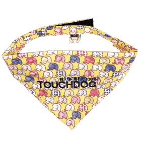 Touchdog 'Bad-to-the-Bone' Elephant Patterned Fashionable Velcro Bandana (Color: Yellow, size: large)